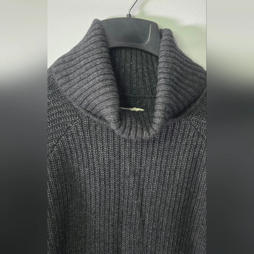 Ugg Raelynn Wool Blend Cowl Neck Poncho Pullover Charcoal Gray Sweater Size M